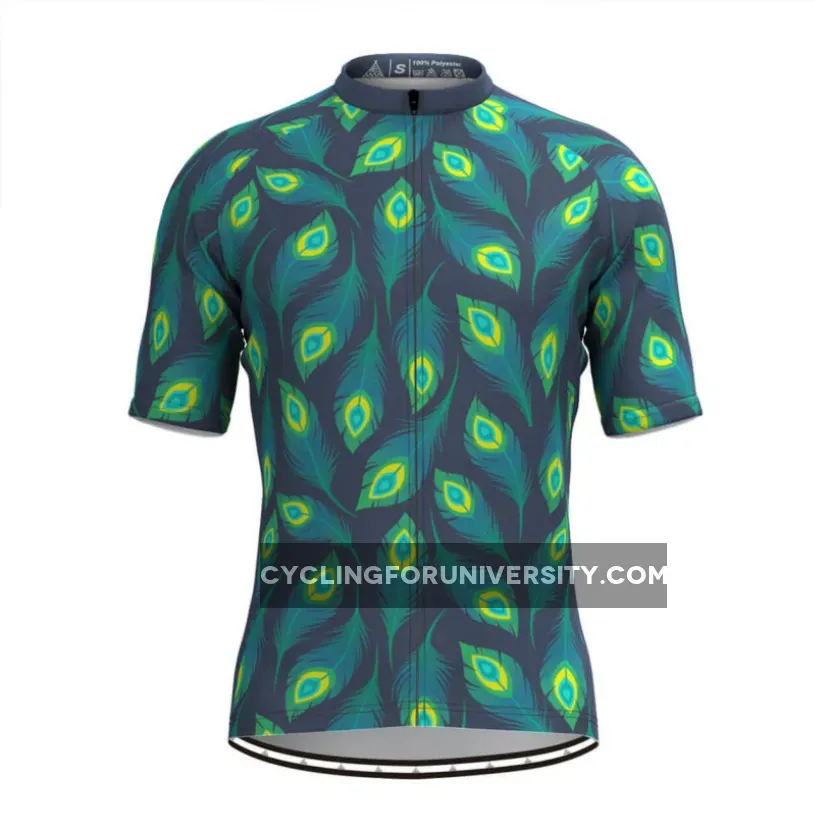 Men's Allover Peafowl Feather Print Cycling Jersey