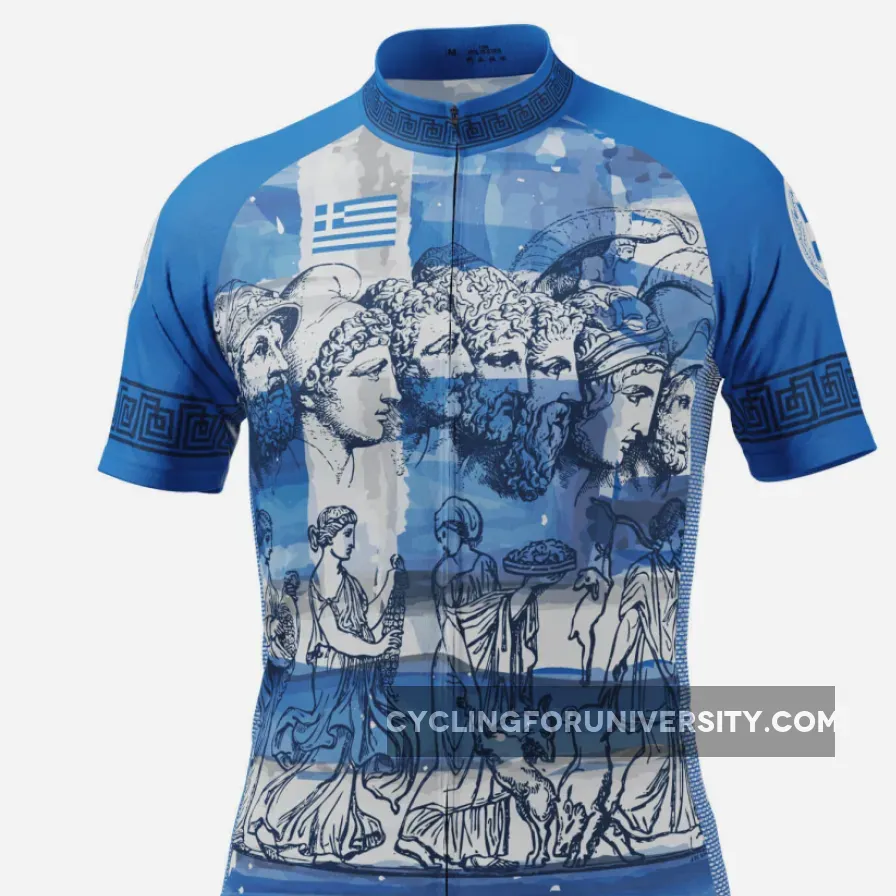 Men's Greek Ancient Greece Short Sleeve Cycling Jersey Greece Jersey