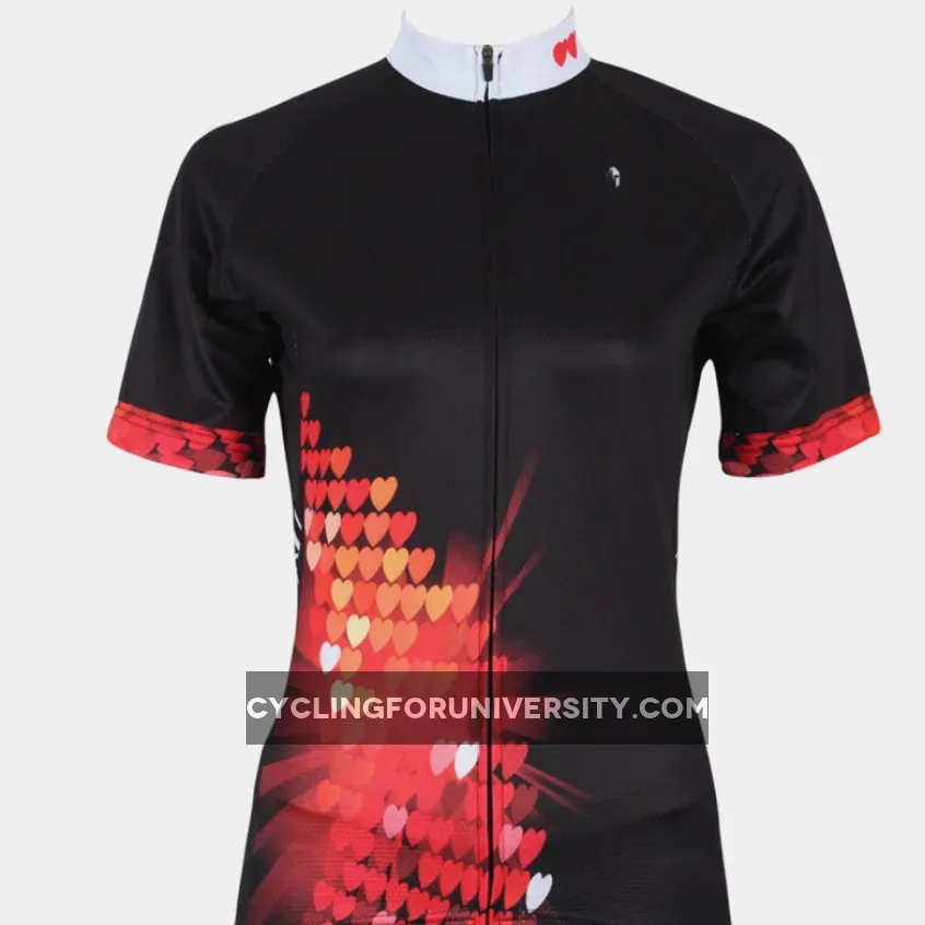 Ilpaladino Heart Women's Quick Dry Black Short-Sleeve Cycling Jersey Biking Shirts Breathable Summer Apparel Outdoor Sports Gear Wear NO.213