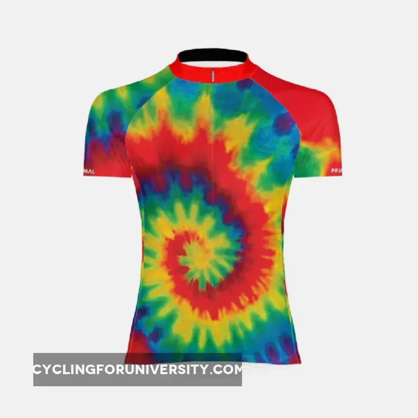 Primal Wear Tie Dye Full Zip Short Sleeve Women's Sport Cycling Jersey #Tie Dye Cycling Jersey