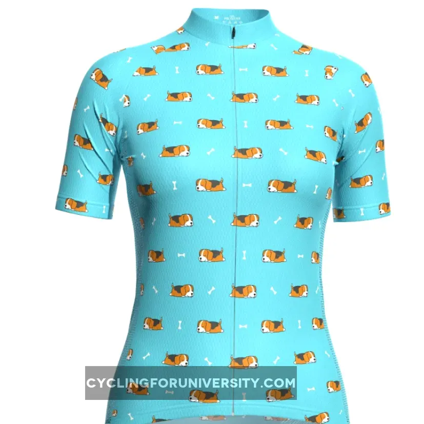 Women's Sleeping Beagle Short Sleeve Cycling Jersey