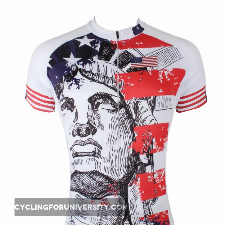 Ilpaladino American Style Statue of Liberty Men's Long/Short-sleeve Cycling Bike jersey T-shirt Summer Spring Autumn Road Bike Wear Mountain Bike MTB Clothes Sports Apparel Top NO.293