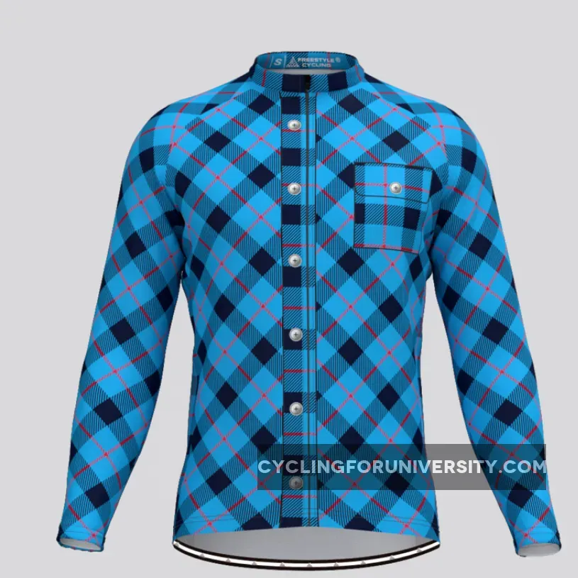 Plaid Checkered Shirt V10 Men's LS Cycling Jersey Brand New