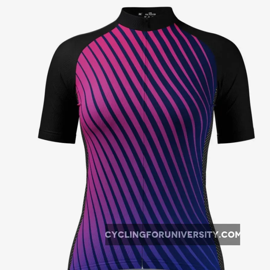 Women's Disco Stripe Black Short Sleeve Cycling Jersey