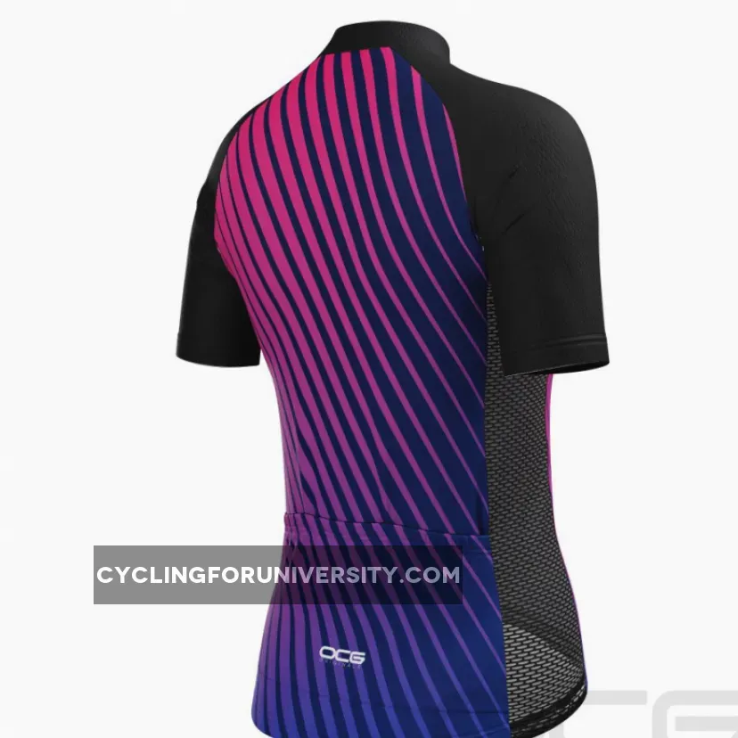 Women's Disco Stripe Black Short Sleeve Cycling Jersey