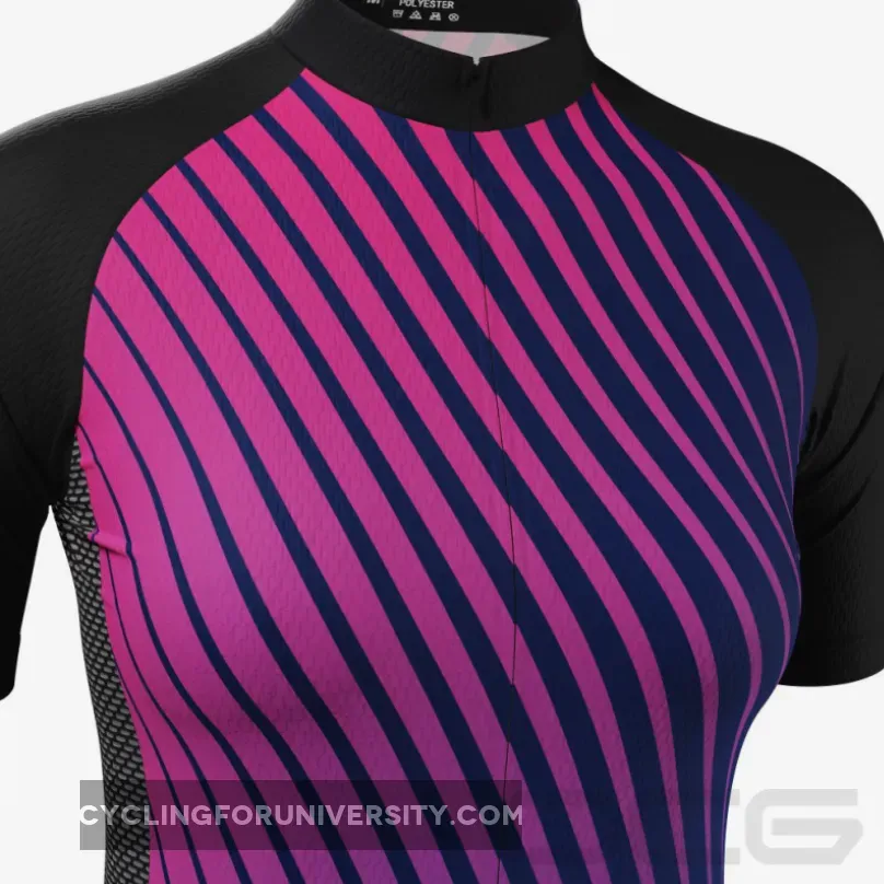 Women's Disco Stripe Black Short Sleeve Cycling Jersey