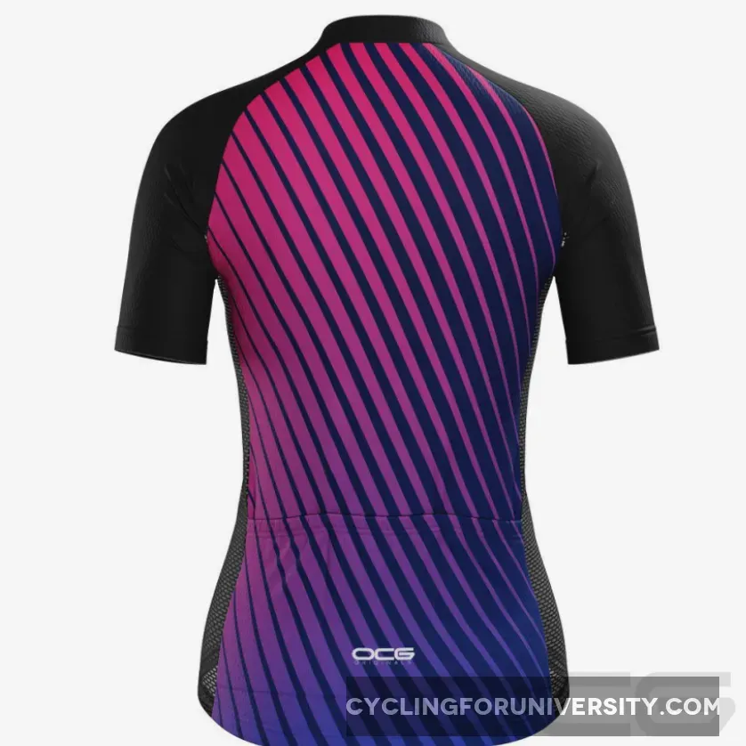 Women's Disco Stripe Black Short Sleeve Cycling Jersey