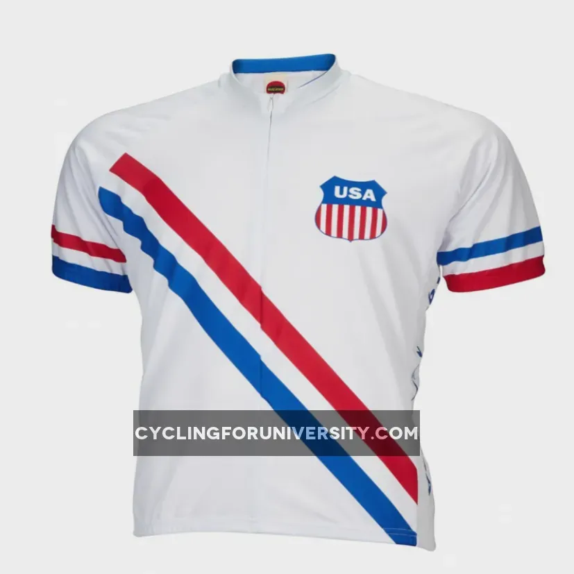 1948 USA Olympics Replica Cycling Jersey Men's Full Zip Cycling Jersey