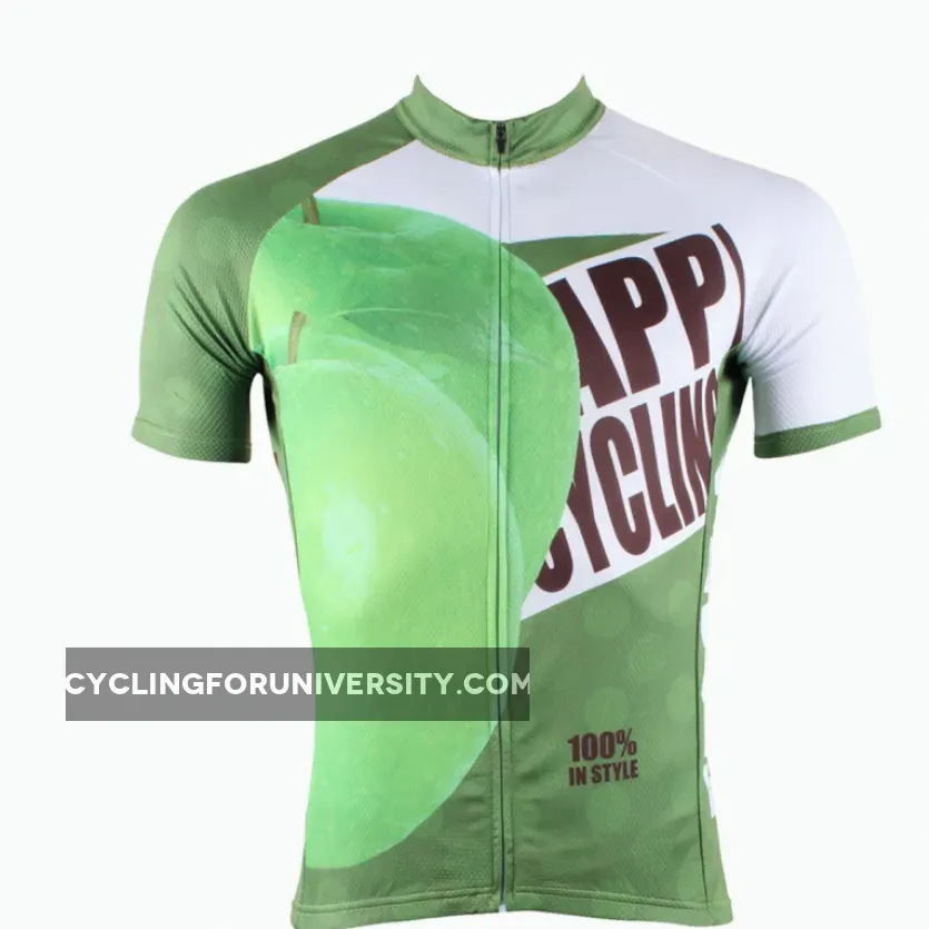 Happy Cycling Summer Fruit Green Apple Men's Short-Sleeve Cycling Jersey Suit Biking Wear Breathable Outdoor Sports Gear Leisure Biking T-shirt Sports Clothes NO.175
