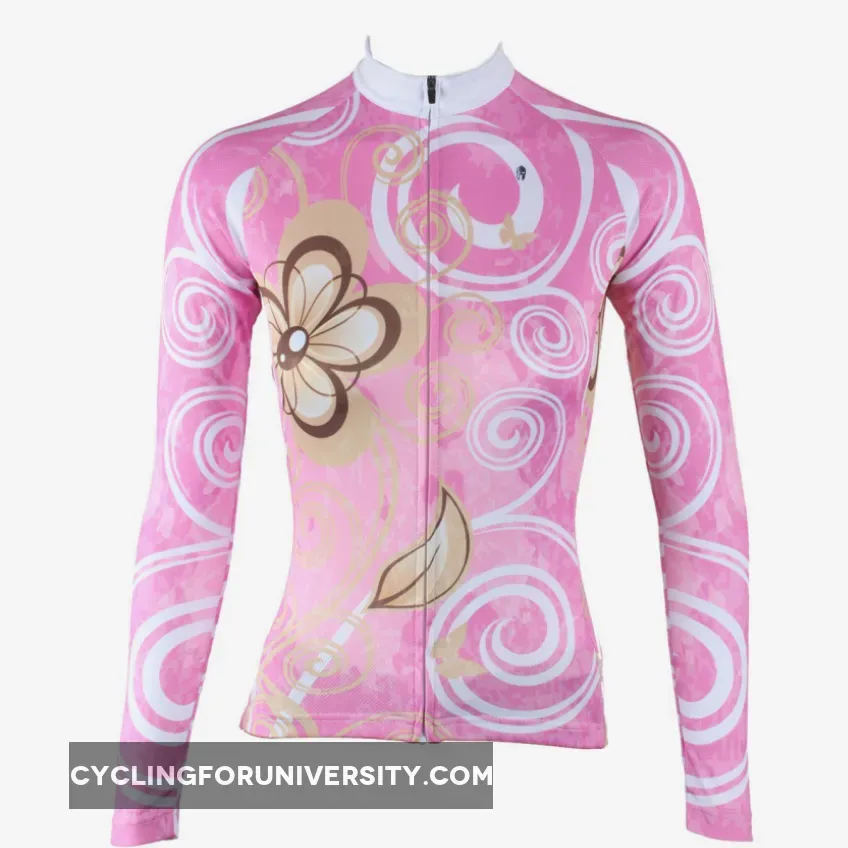 Ilpaladino Pure Pink Women's Long-Sleeve Cycling Jersey/Suit Spring Autumn Exercise Bicycling Pro Cycle Clothing Racing Apparel Outdoor Sports Leisure Biking Shirts Breathable Sports Clothes NO.327