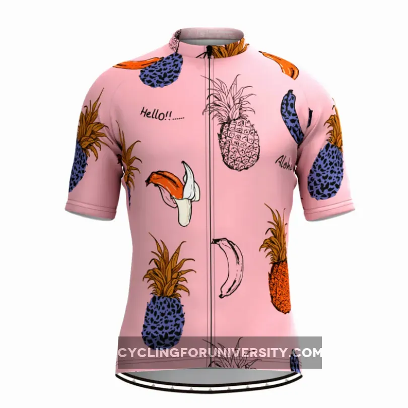 Men's Aloha Fruit Print Hawaiian Pink Cycling Jersey