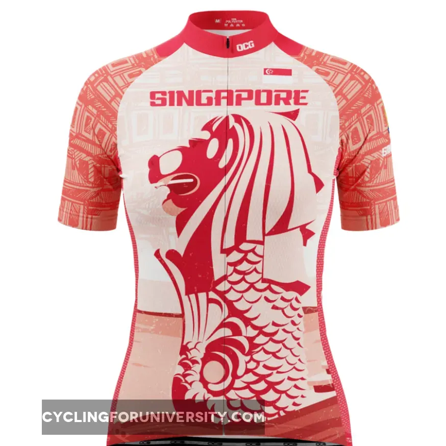 Women's Singapore Merlion Lion Short Sleeve Cycling Jersey