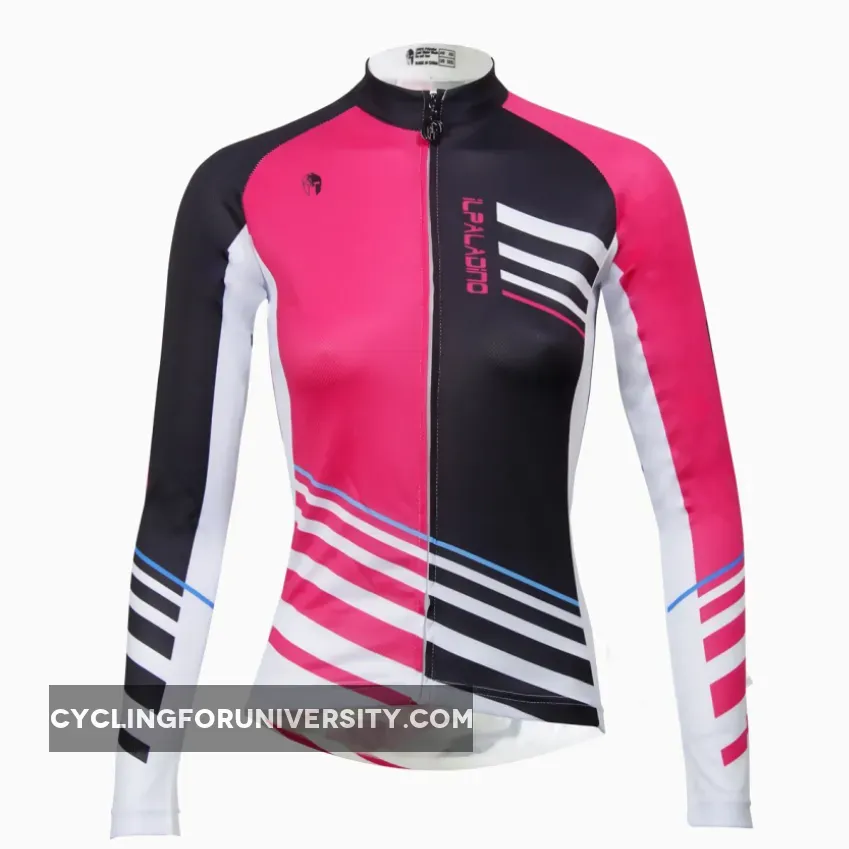 ILPALADINO Women's Sport Long Sleeves Cycling Jerseys Apparel Outdoor Sports Leisure Biking Shirt ( Velvet.Pink) NO.769