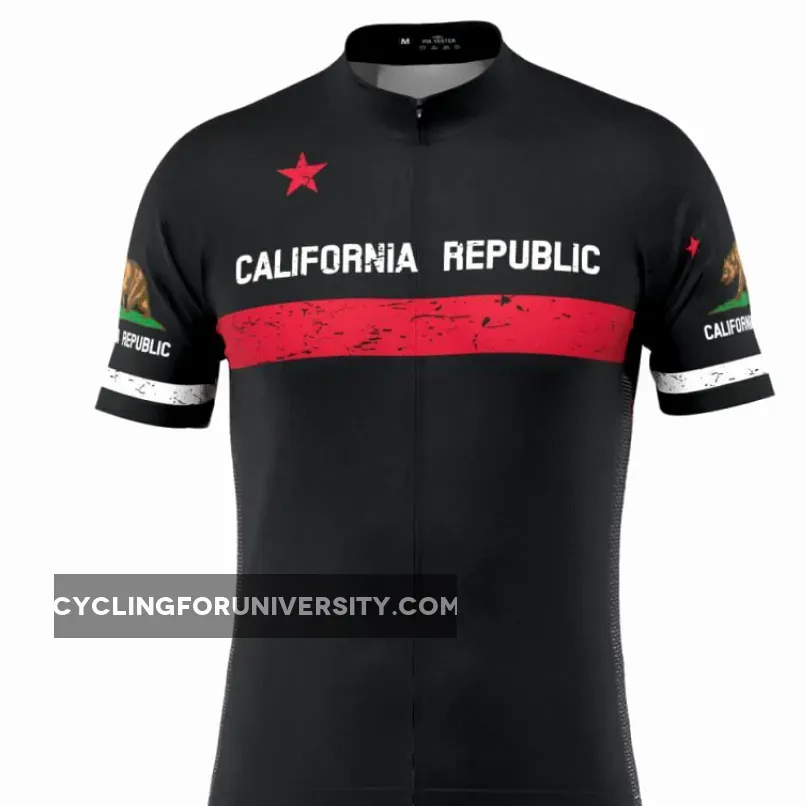 Men's California Republic Black Short Sleeve Cycling Jersey