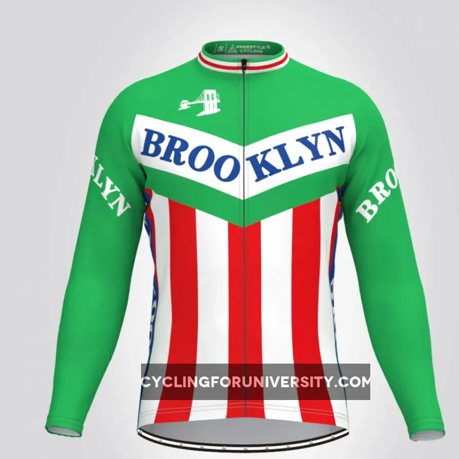 Retro Brooklyn Team Men's LS Cycling Jerseys Green