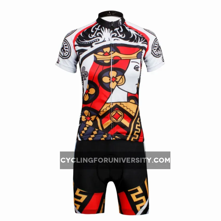 ILPALADINO Playing Cards Poker Face Clubs Queen Women's Long Sleeves Cycling Suit Jerseys Bike Shirt Outdoor Sports Gear Leisure Biking T-shirt Sports Clothes Face Cards Court Cards NO.640