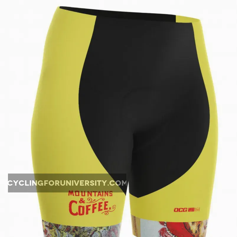 Women's Mountains & Coffee Retro Gel Padded Cycling Shorts