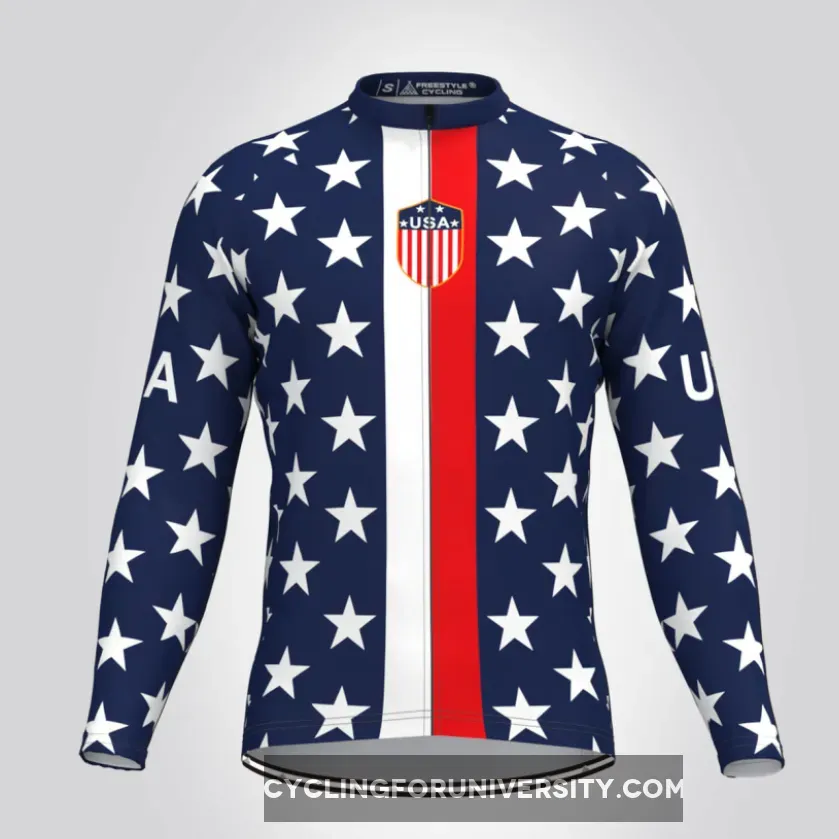American Stars And Stripes USA LS Cycling Jersey