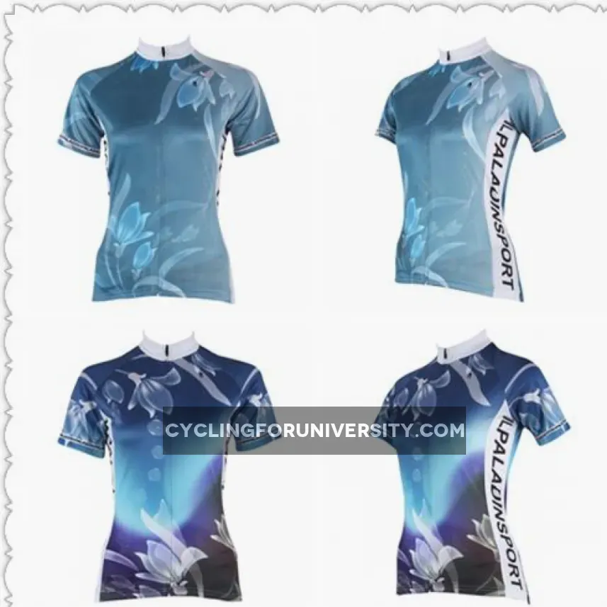 Ilpaladino Dripping Lilies Grace Woman's Cycling short-sleeve Jersey/Suit Kit Spring Summer Exercise Bicycling Summer Pro Cycle Clothing Racing Apparel Outdoor Sports Leisure Biking Shirts Sportswear Blue/Deongaree