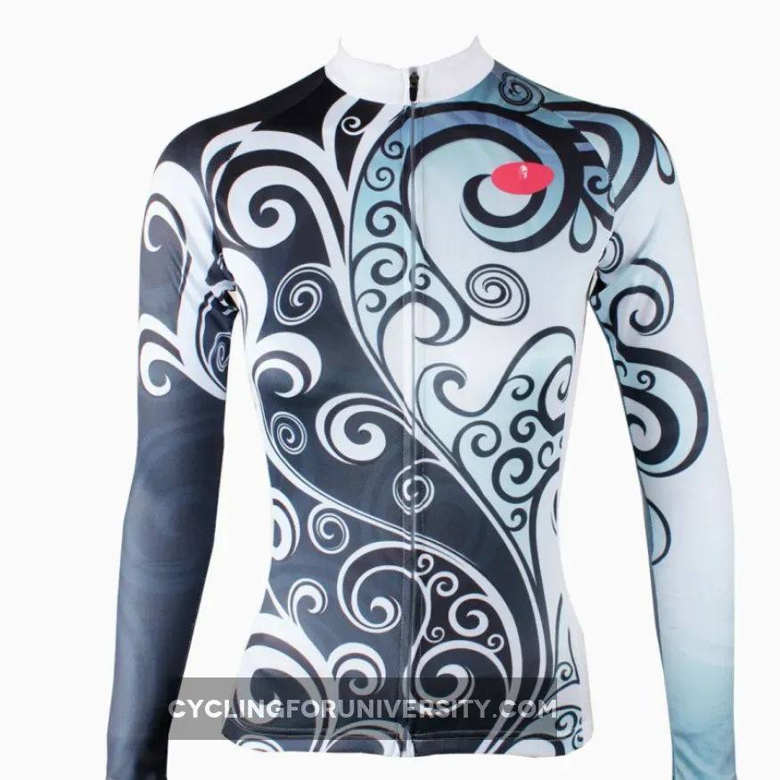 Ilpaladino Flowers Grey Blue Elegant Woman's Cycling long-sleeve Jersey/Suit Spring Summer Sportswear Apparel Outdoor Sports Gear NO.324