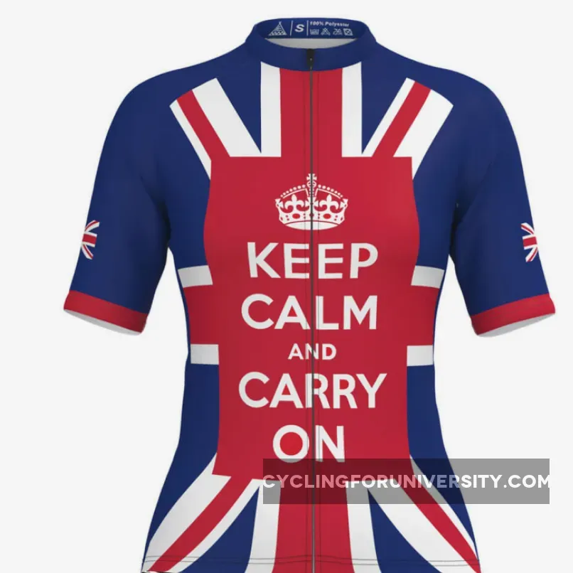 UK Flag Keep Calm And Carry On Women's Cycling Jersey
