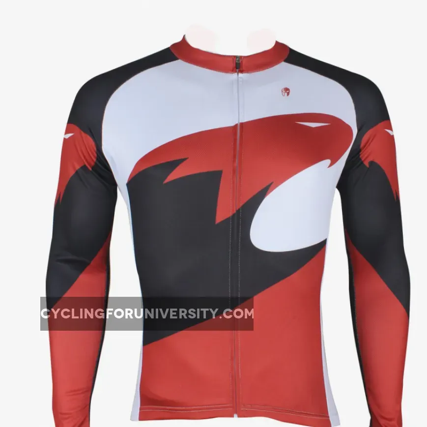 White and Red Men's Long-sleeved Jersey for Spring and Summer NO.172