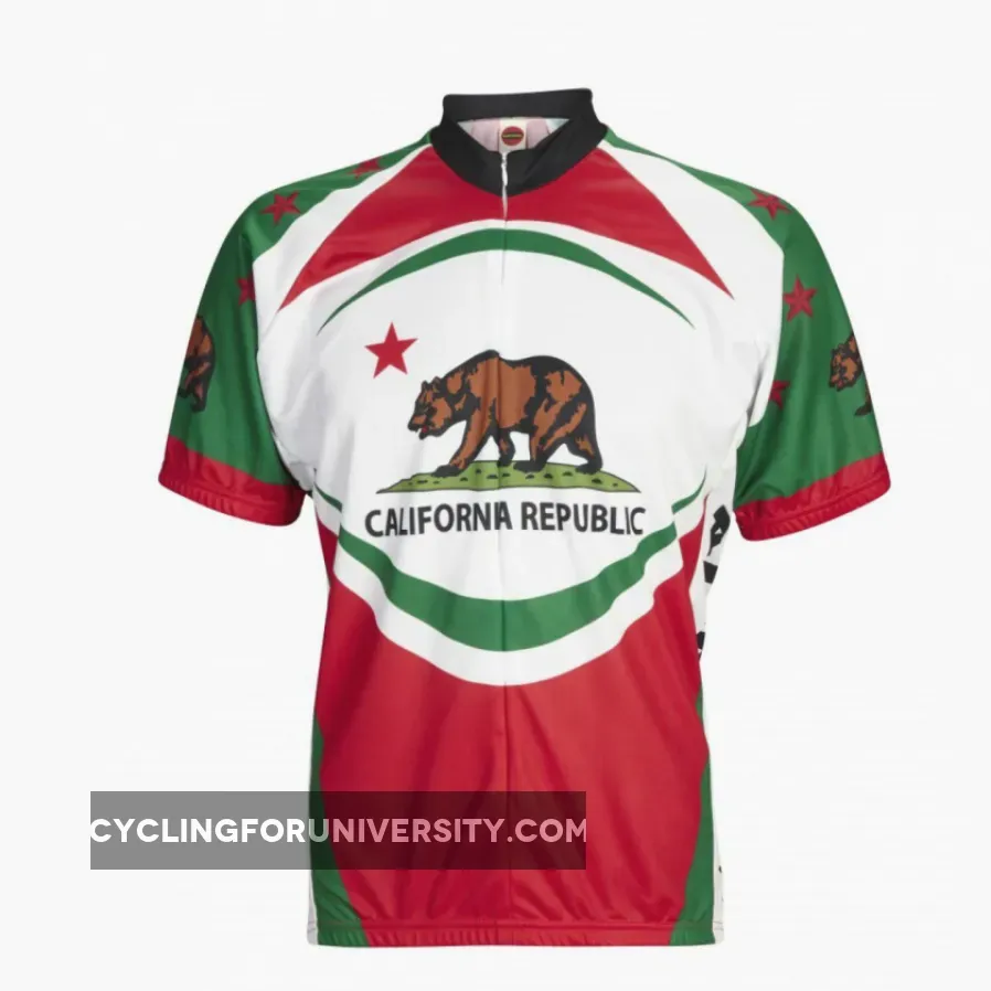 California Republic Bear Short sleeve 19' zip men's cycling jersey, California Republic Cycling Jersey