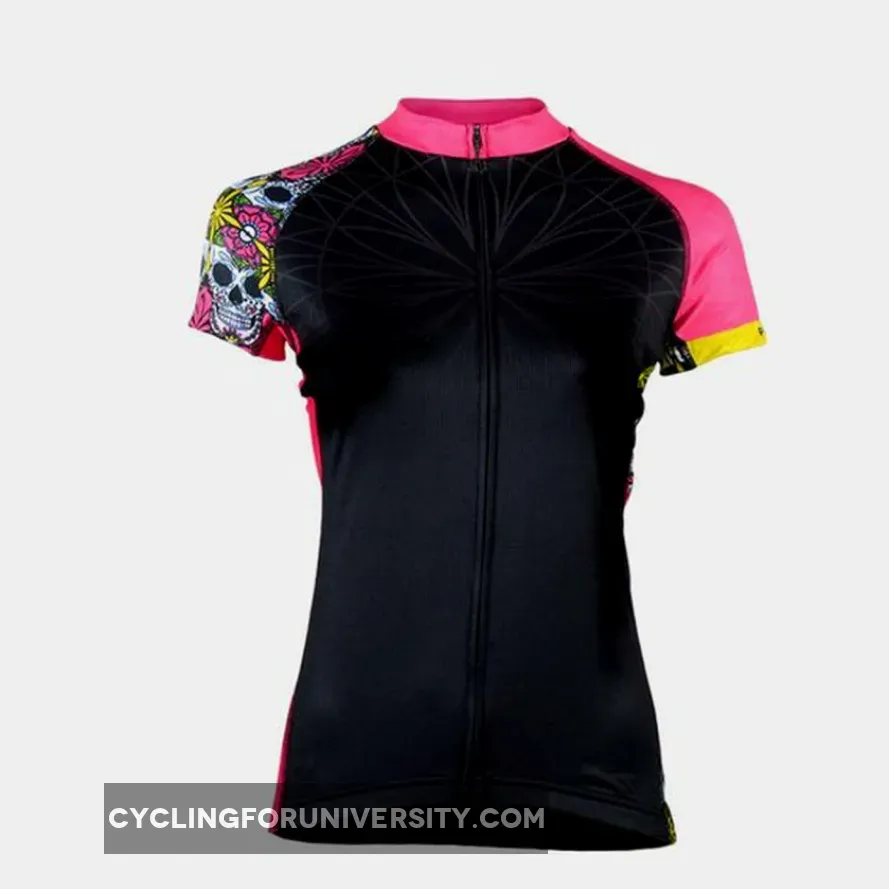 Primal Wear Sugar Skull Women's Evo Full Zip Short Sleeve Race Cycling Jersey