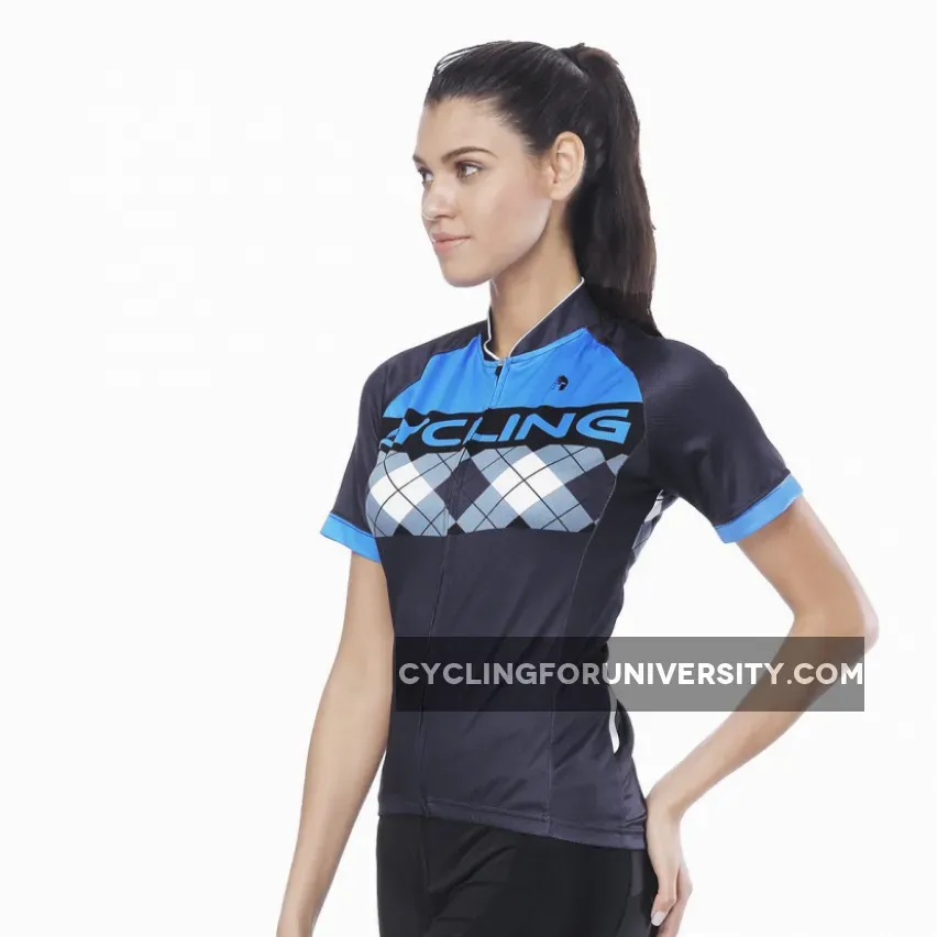 Blue Mesh Splicing Black Women's Cycling Short-sleeve Bike Jersey T-shirt Summer Spring Road Bike Wear Mountain Bike MTB Clothes Sports Apparel Top NO. 797