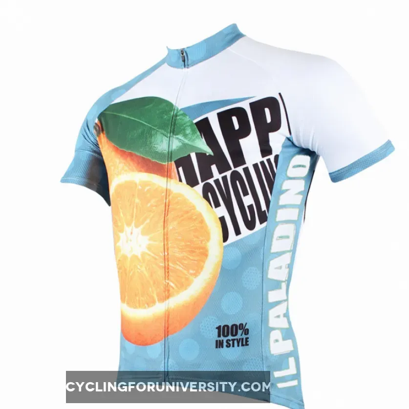 Happy Cycling Summer Fruit Orange Men's Short-Sleeve Cycling Jersey Suit Biking Wear Breathable Outdoor Sports Gear Leisure Biking T-shirt Sports Clothes NO.176
