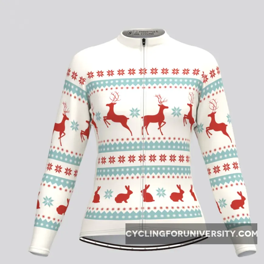 Classic Ugly Christmas sweater Women's LS Cycling Jersey - Beige