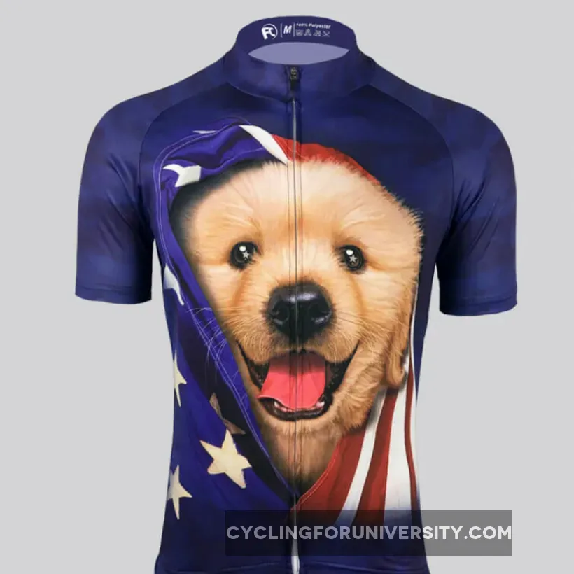 Cute Puppy In American Flag Cycling Jersey Restock