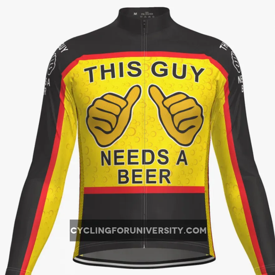 This Guy Needs a Beer Long Sleeve Cycling Jersey