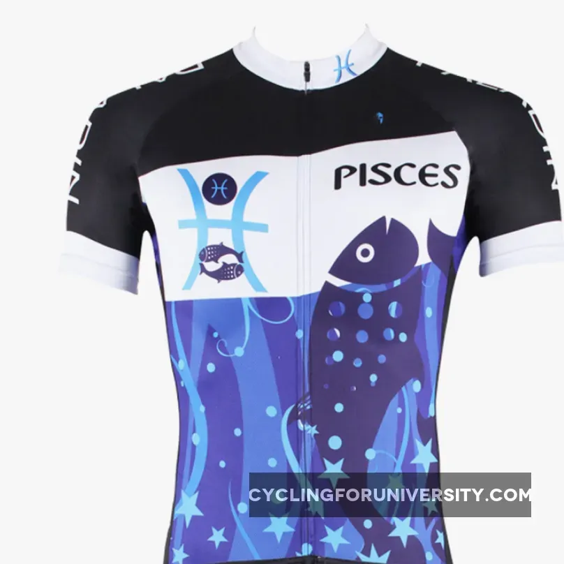 Ilpaladino Pisces Thorough Soul Constellation Series 12 Horoscopes Man's Short-sleeve Cycling Jersey Team Pro Cycle Jacket T-shirt Summer Spring Clothes Leisure Sportswear Apparel Signs of the Zodiac NO.266