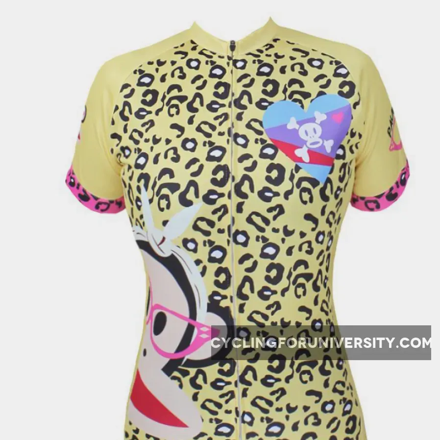 Ilpaladino Big Mouth Monkey Woman's Short-sleeve Cycling Jersey Summer Clothes Summer Pro Cycle Clothing Racing Apparel Outdoor Sports Leisure Biking shirt Cartoon World Paul Frank NO.087