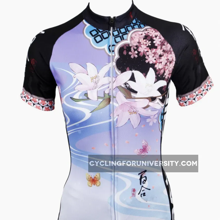 Ilpaladino Spring lily Women's Quick Dry Short-Sleeve Cycling Jersey Bicycling Pro Cycle Clothing Racing Apparel Outdoor Sports Leisure Biking T-shirt Breathable Summer Sportswear NO.543