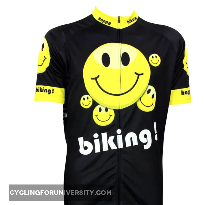 Happy Bike Emoji Yellow Black Men's Cycling Jersey Restock