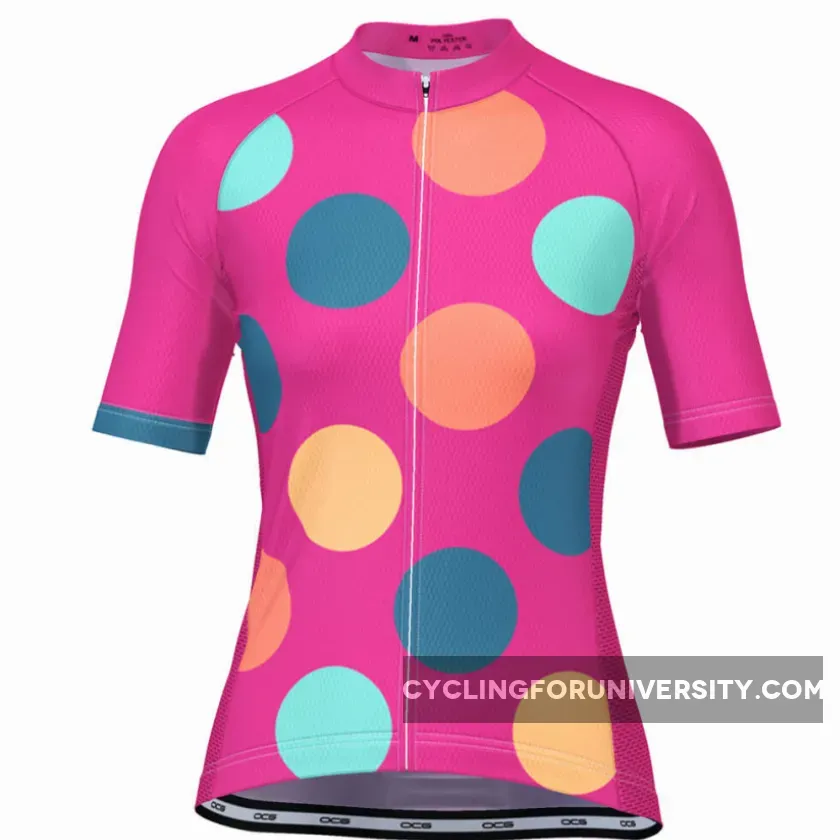 Women's Bold Polka Dot Pink Cycling Jersey To Buy