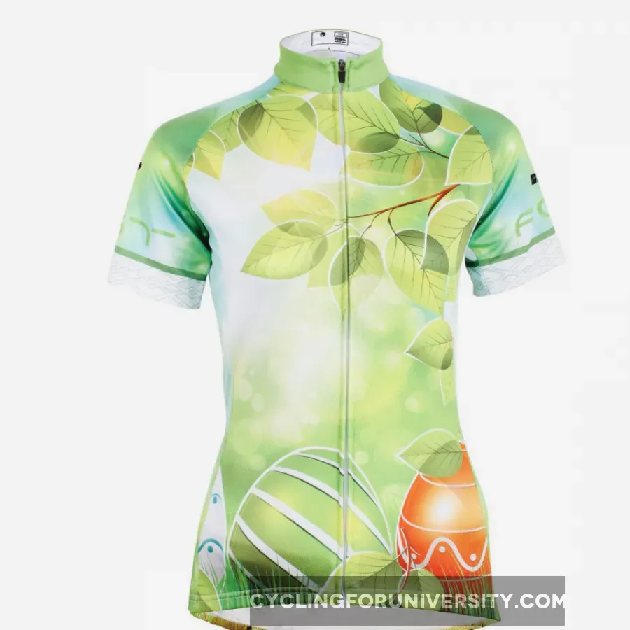 Ilpaladino Green Leaves Summer Women's Cycling Jersey Short Sleeve Exercise Bicycling Pro Cycle Clothing Racing Apparel Outdoor Sports Leisure Biking Shirts Breathable Bicycling Clothes NO.594