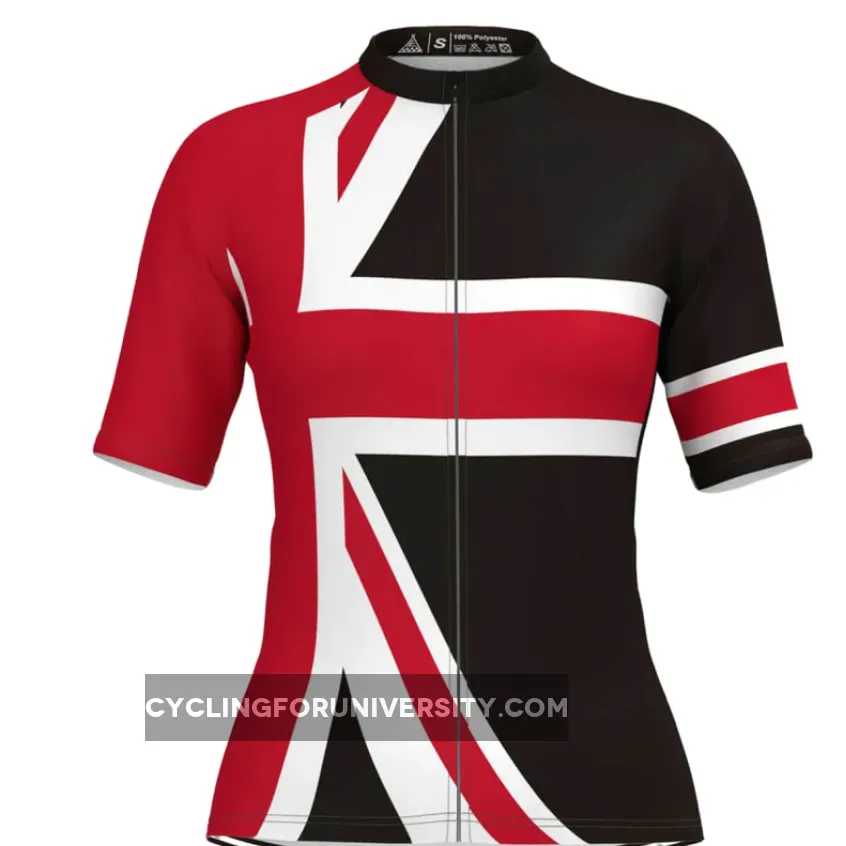 United Kingdom Flag Women's Cycling Jersey Black Outlet