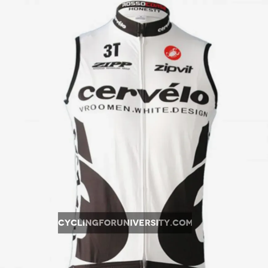 09 CERVELO WHITE WINTER THERMAL FLEECE SLEEVELESS JERSEY Vest