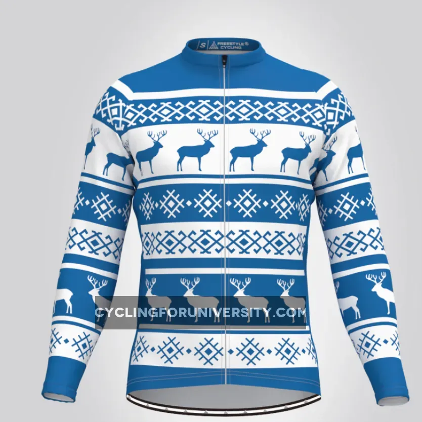 Men's Classic Ugly Christmas sweater LS Cycling Jersey - Blue