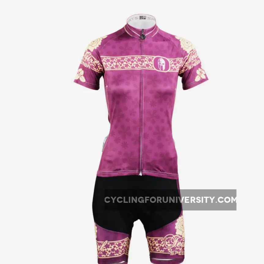 Ilpaladino Gentle Purple Flowers Summer Women's Short-Sleeve Cycling Suit Jersey Biking Shirts Breathable Outdoor Sports Gear Leisure Biking T-shirt Sports Clothes NO.631
