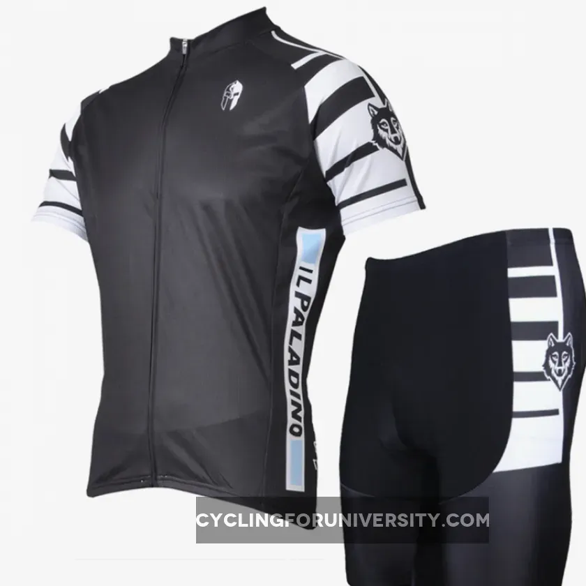 ILPALADINO Wolf Soldier Man's Short-sleeve Cycling Stripy Suit Team Kit Jacket Summer Suit Spring Autumn Clothes Sportswear Apparel Outdoor Sports Gear Leisure Biking T-shirt Black NO.007
