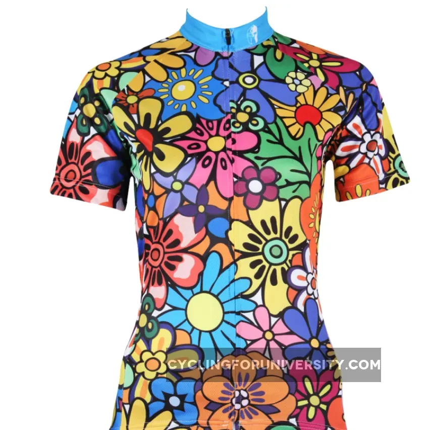 Anthemy Flowers Pattern Women's Short-Sleeve Cycling Jersey T-shirts NO.114
