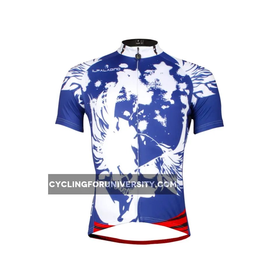 ILPALADINO Blue Men's Cycling Jersey Summer Short Sleeve Breathable and Quick Dry Mountain Bike Apparel Outdoor Sports Gear Leisure Biking T-shirt Wear NO.654