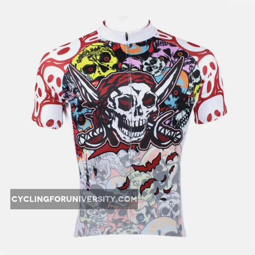 ILPALADINO Pirate Skull Men's Short Sleeves Cycling Jersey Sport Suit Spring Autumn Exercise Bicycling Pro Cycle Clothing Racing Apparel Outdoor Sports Leisure Biking Shirts 088