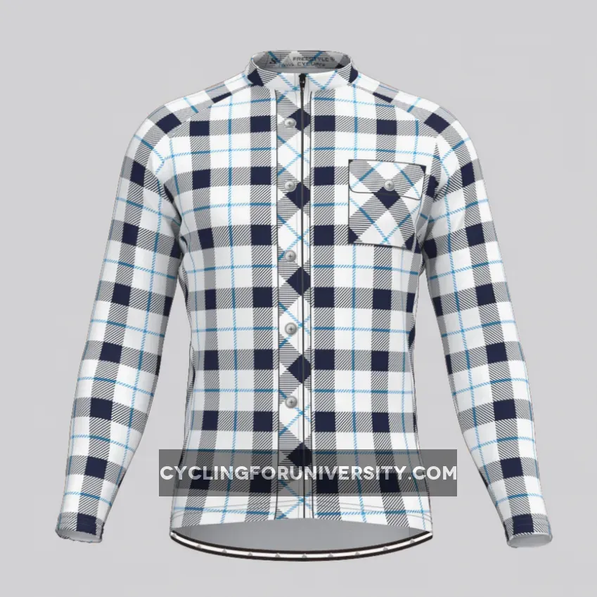Plaid Checkered Shirt V7 Men's LS Cycling Jersey For Sale