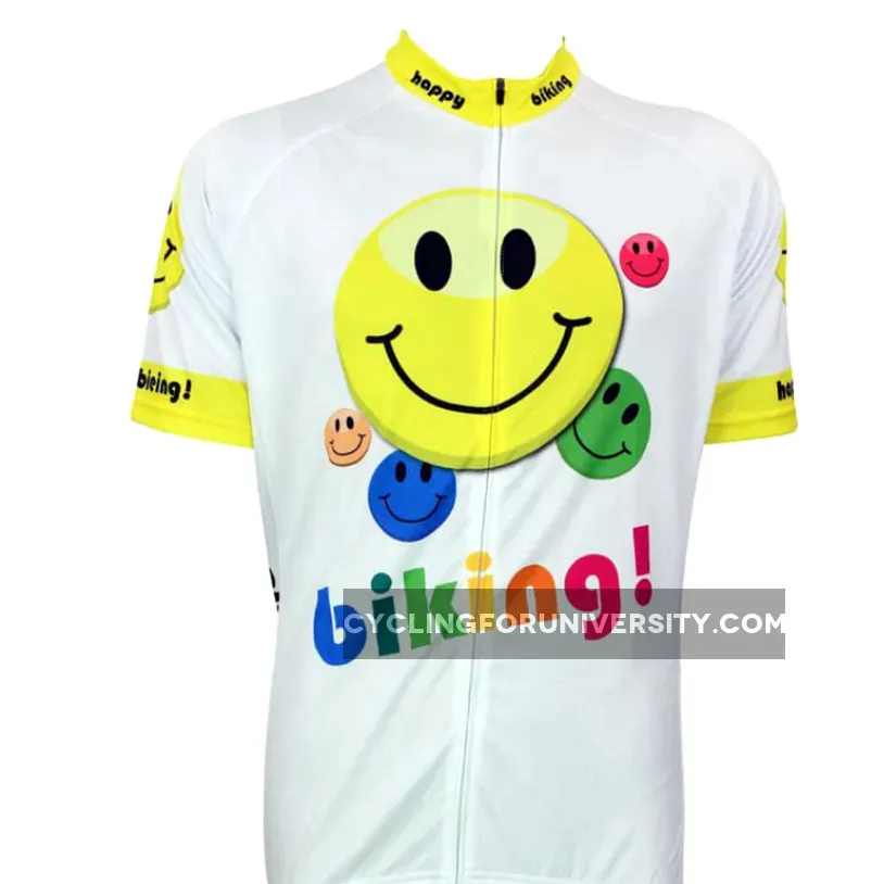 Happy Biking Colorful Emoji Men's Cycling Jersey Outlet
