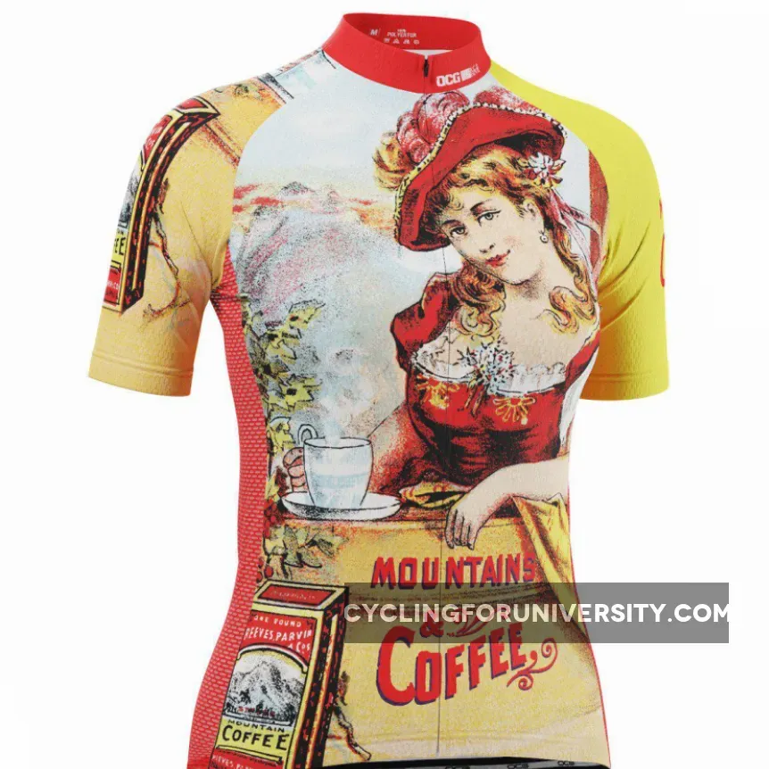 Women's Mountains & Coffee Retro Short Sleeve Cycling Jersey